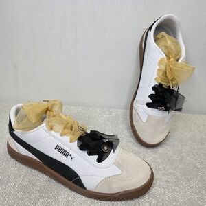 Puma Club 5v5 SD Sneakers - White/Black/Gum with Ribbon Laces - Size 11